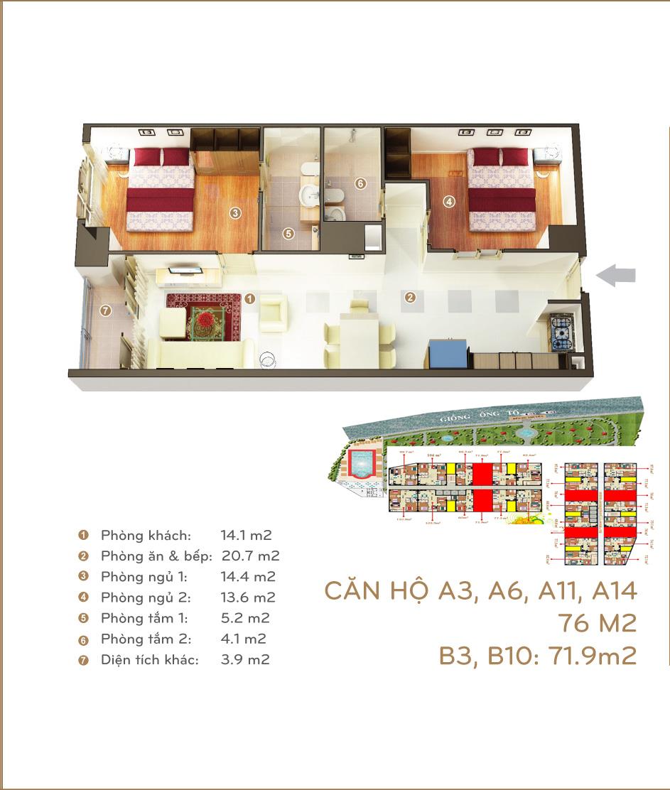 Thiết kế căn hộ 76 m2