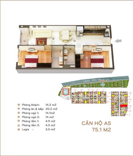 Thiết kế căn hộ 75.1 m2