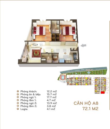 Thiết kế căn hộ 72.1 m2