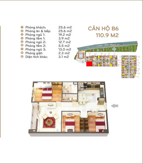 Thiết kế căn hộ 110.9 m2