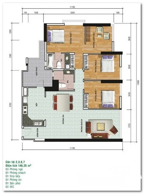 Thiết kế căn hộ 02, 03, 06, 07