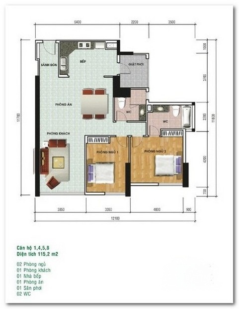 Thiết kế căn hộ 01,04,05,08