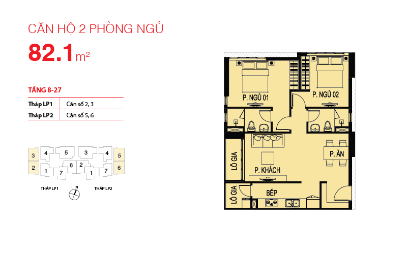 Thiết kế căn hộ 02, 03-LP1; 05, 06-LP2