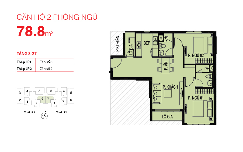 Thiết kế căn hộ 06-LP1, 02-LP2