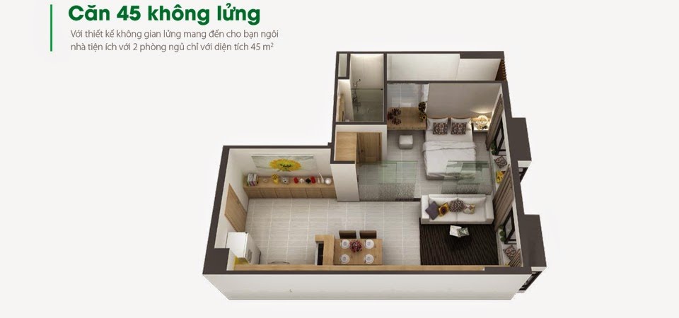Thiết kế căn hộ 45 m2