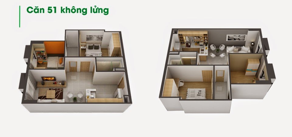 Thiết kế căn hộ 51 m2