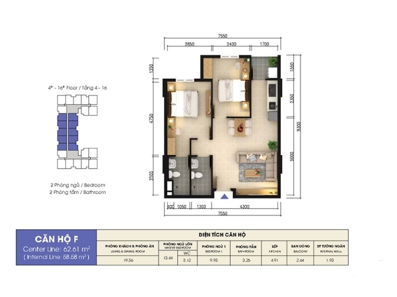 Thiết kế căn hộ F