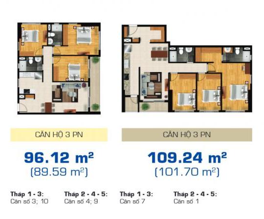 Thiết kế căn hộ 03, 10 - 04, 09