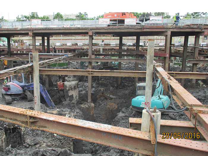 Công tác thi công hệ Shoring tháp S1