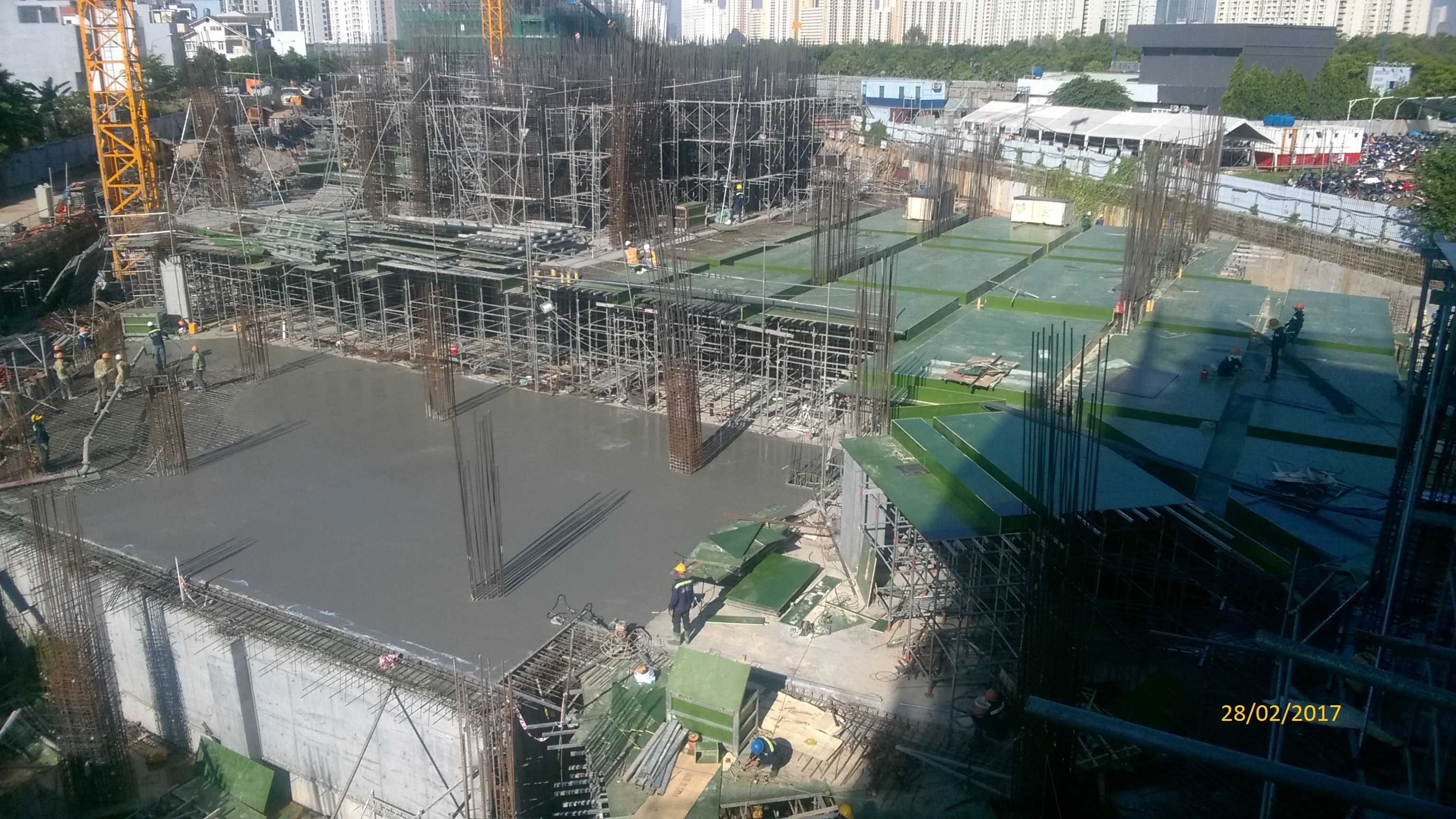 Thi công tầng trệt - Tháp S5