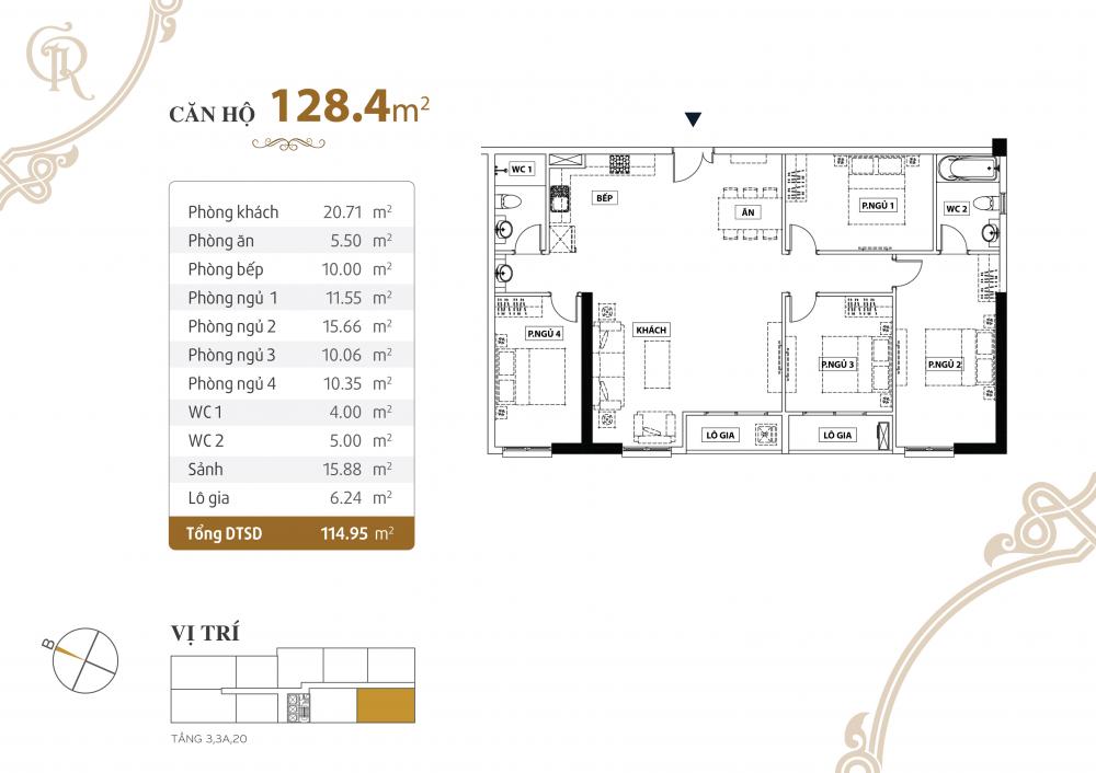 Thiết kế căn hộ 128.4m2
