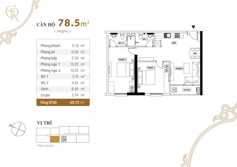 Thiết kế căn hộ 78.5m2