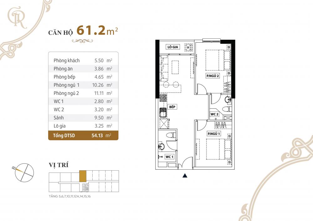 Thiết kế căn hộ 61.2m2