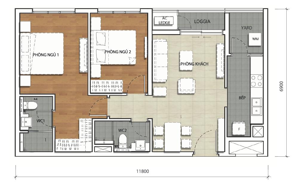 Thiết kế căn hộ 70.28 m2