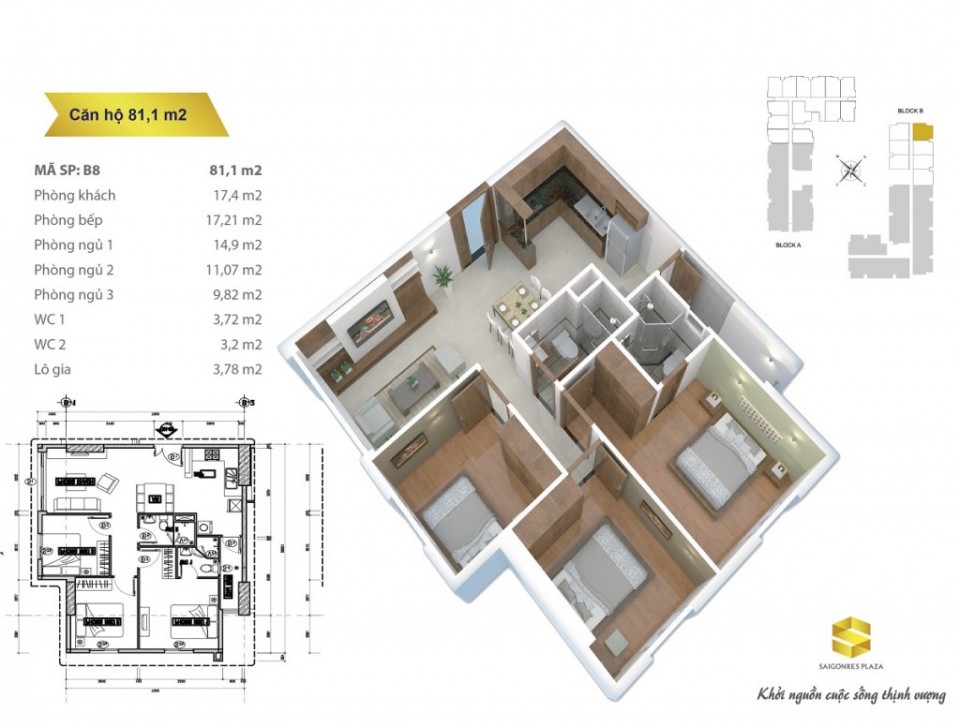 Thiết kế căn hộ 81.1 m2