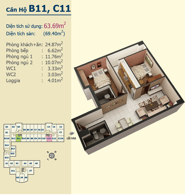 Thiết kế căn hộ B11, C11