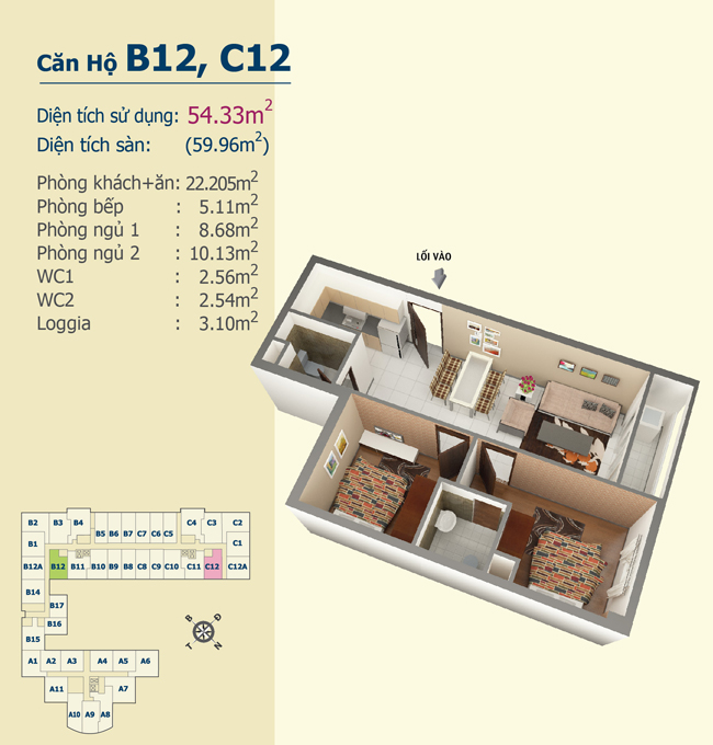 Thiết kế căn hộ B12, C12