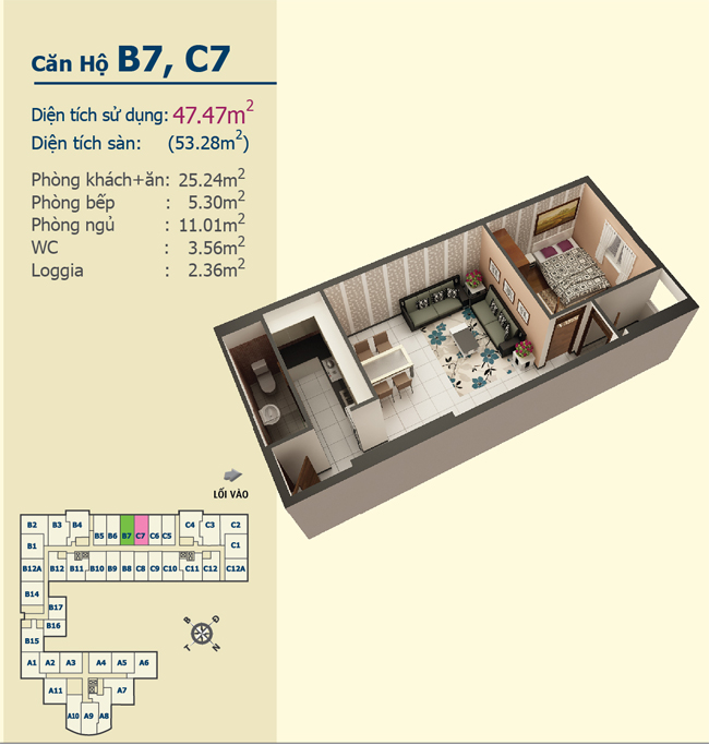 Thiết kế căn hộ B7, C7