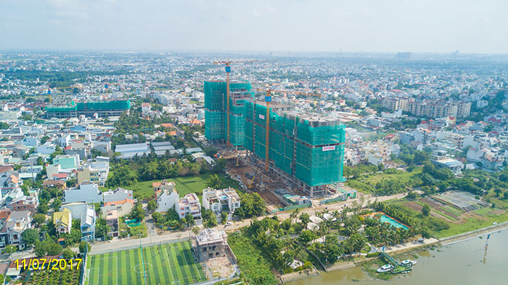 Block A2: Đã thi công đổ bê tông xong sàn tầng 17