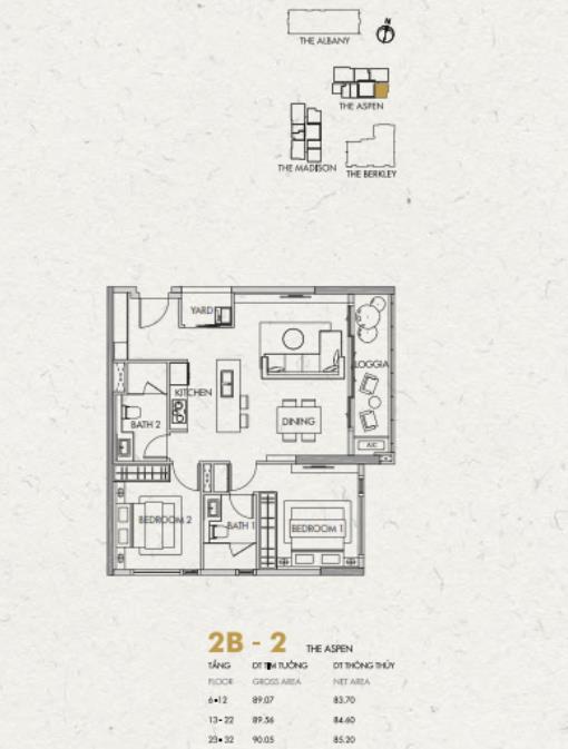 Thiết kế căn hộ 2B-2