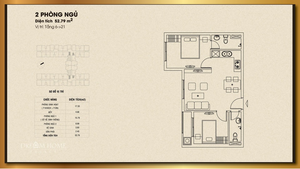 Thiết kế căn hộ 52.79 m2