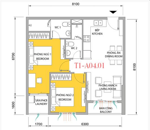 Thiết kế căn hộ 01A
