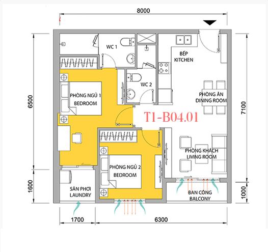 Thiết kế căn hộ 01B