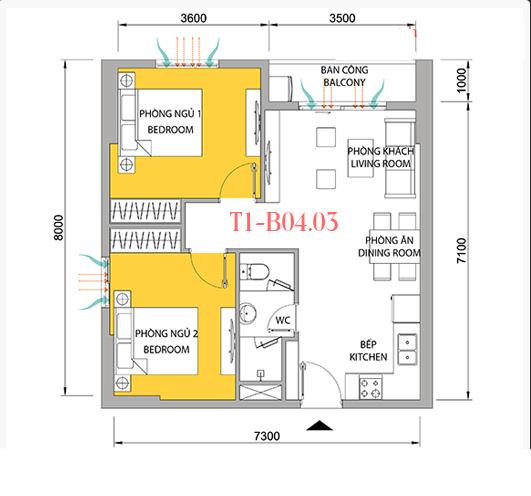 Thiết kế căn hộ 03B