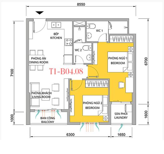 Thiết kế căn hộ 08B