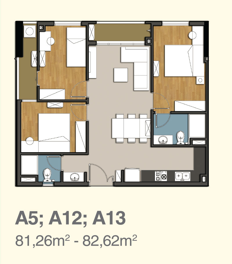 Thiết kế căn hộ A5, A12, A13