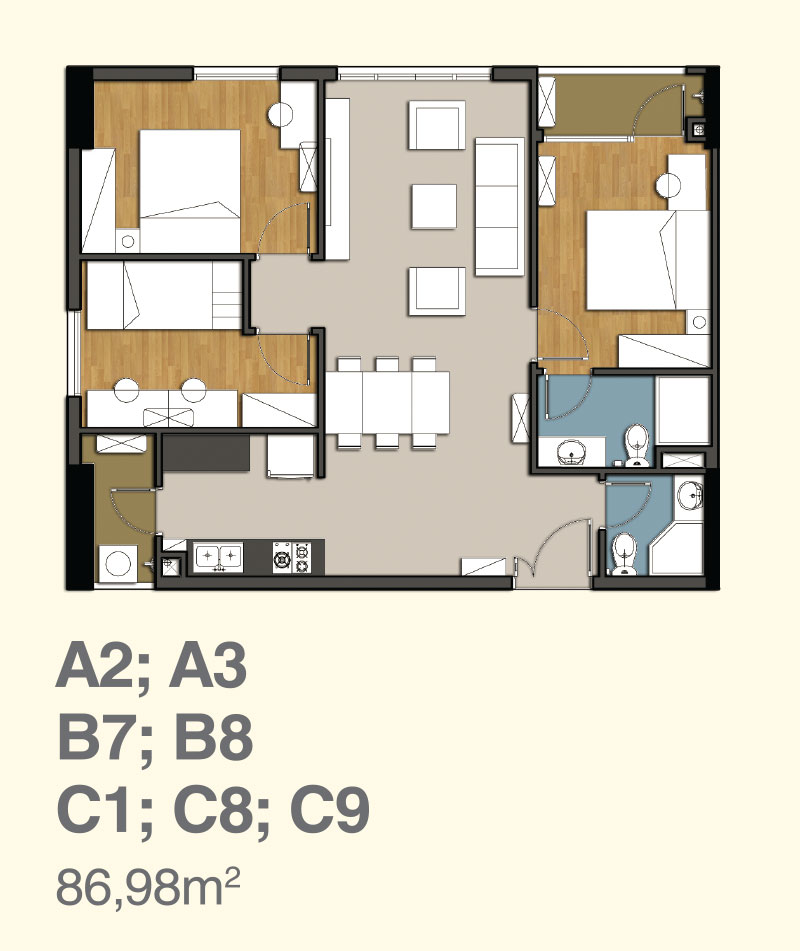 Thiết kế căn hộ 86.98 m2