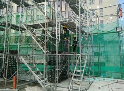 Thi công cốt thép cột vách tầng 2 tháp A