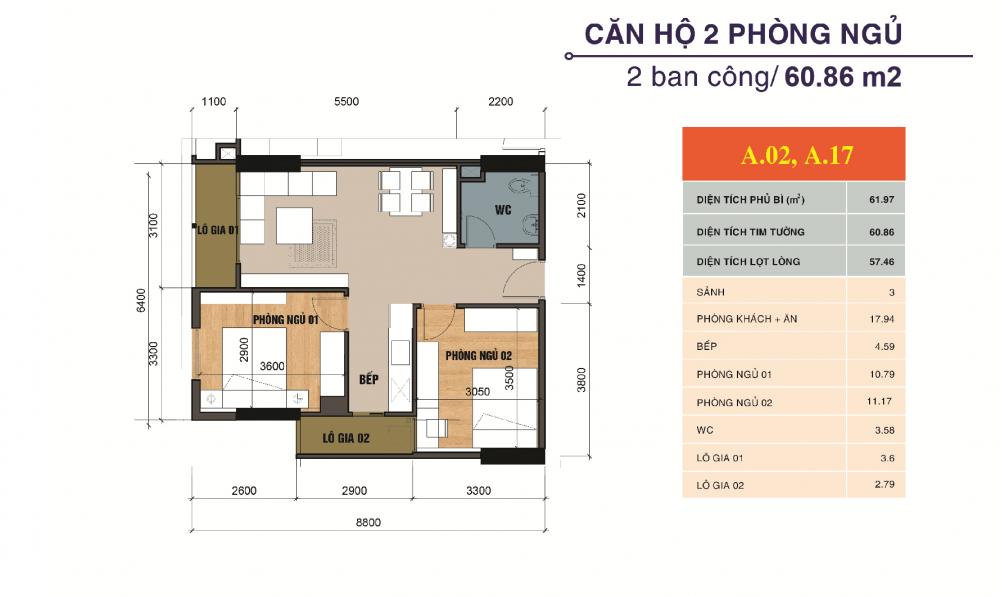 Thiết kế căn hộ A02, A17