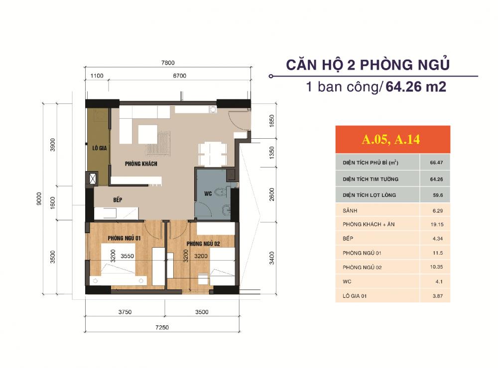 Thiết kế căn hộ A05, A14