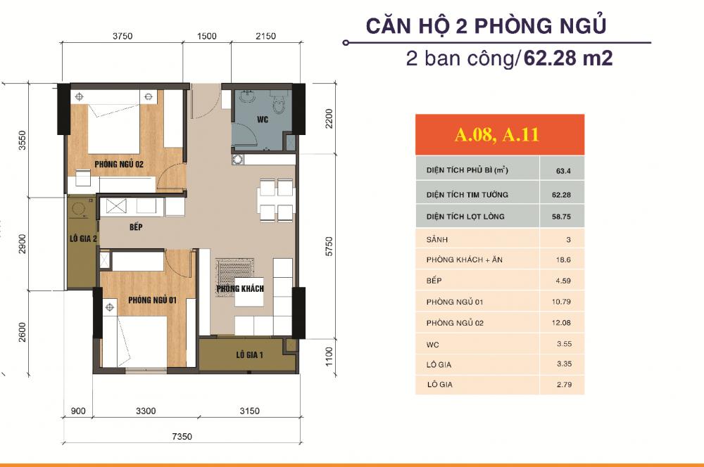 Thiết kế căn hộ A08, A11