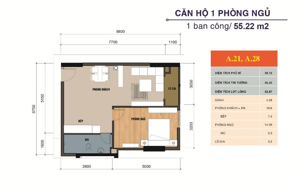 Thiết kế căn hộ A21, A28