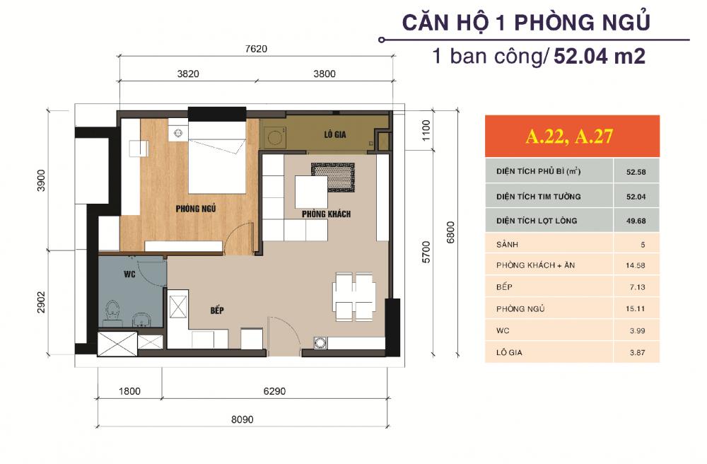 Thiết kế căn hộ A22, A27
