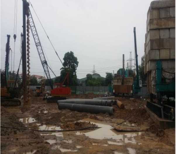 Mặt bằng công trình đang thi công