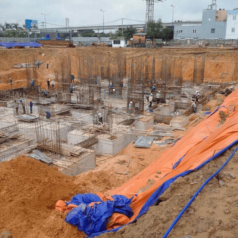 Block B đã đổ xong phần móng