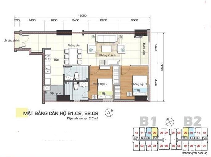 Thiết kế căn hộ B1.09, B2.09