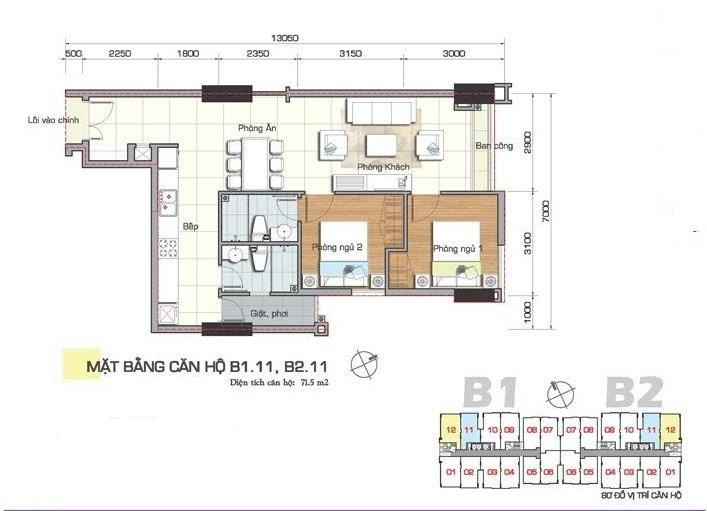 Thiết kế căn hộ B1.11, B2.11