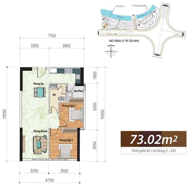 Thiết kế căn hộ 73.02 m2