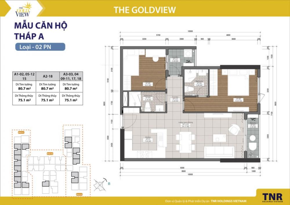 Thiết kế căn hộ A2-80.7 m2