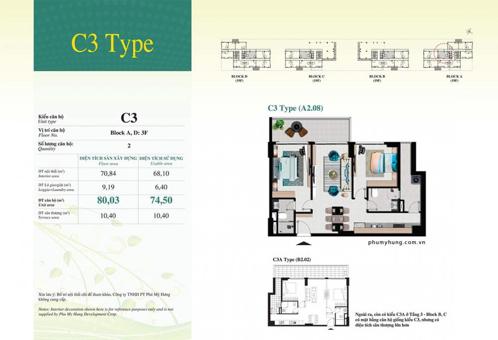 Thiết kế căn hộ loại C3A ( B2.02, C2.05)