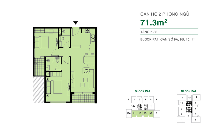 Thiết kế căn hộ 71.3 m2
