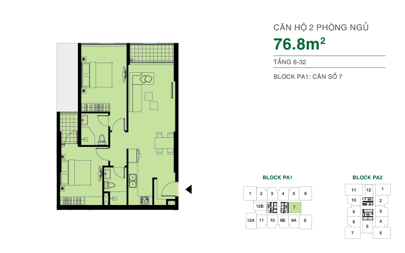 Thiết kế căn hộ 76.8 m2