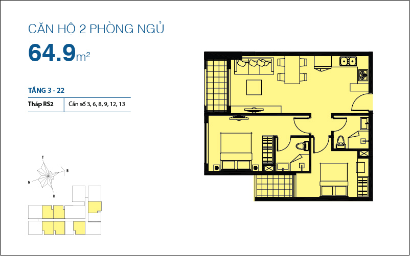 Thiết kế căn hộ 64.9 m2