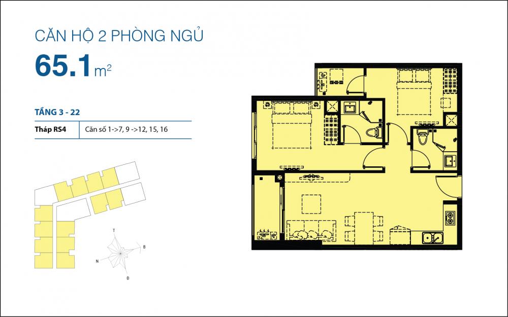 Thiết kế căn hộ 65.1 m2