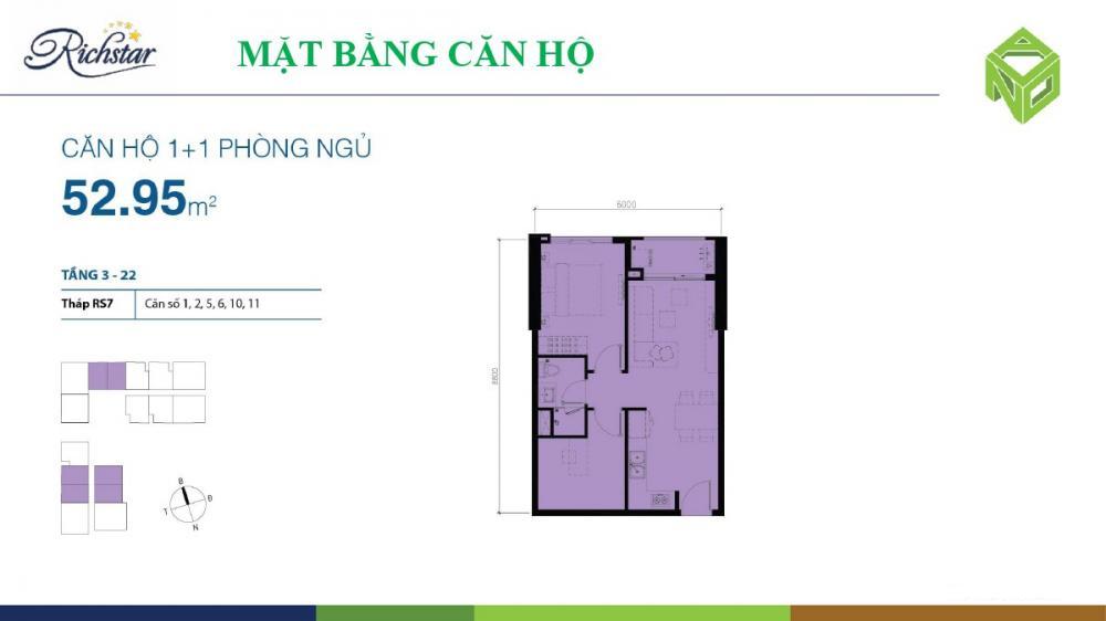 Thiết kế căn hộ 52.95 m2