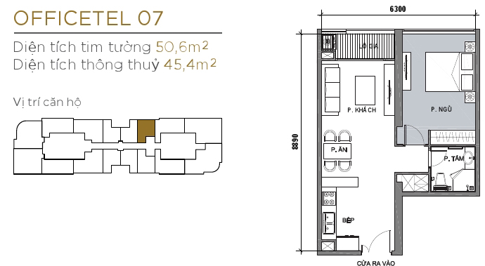 Thiết kế căn officetel 07